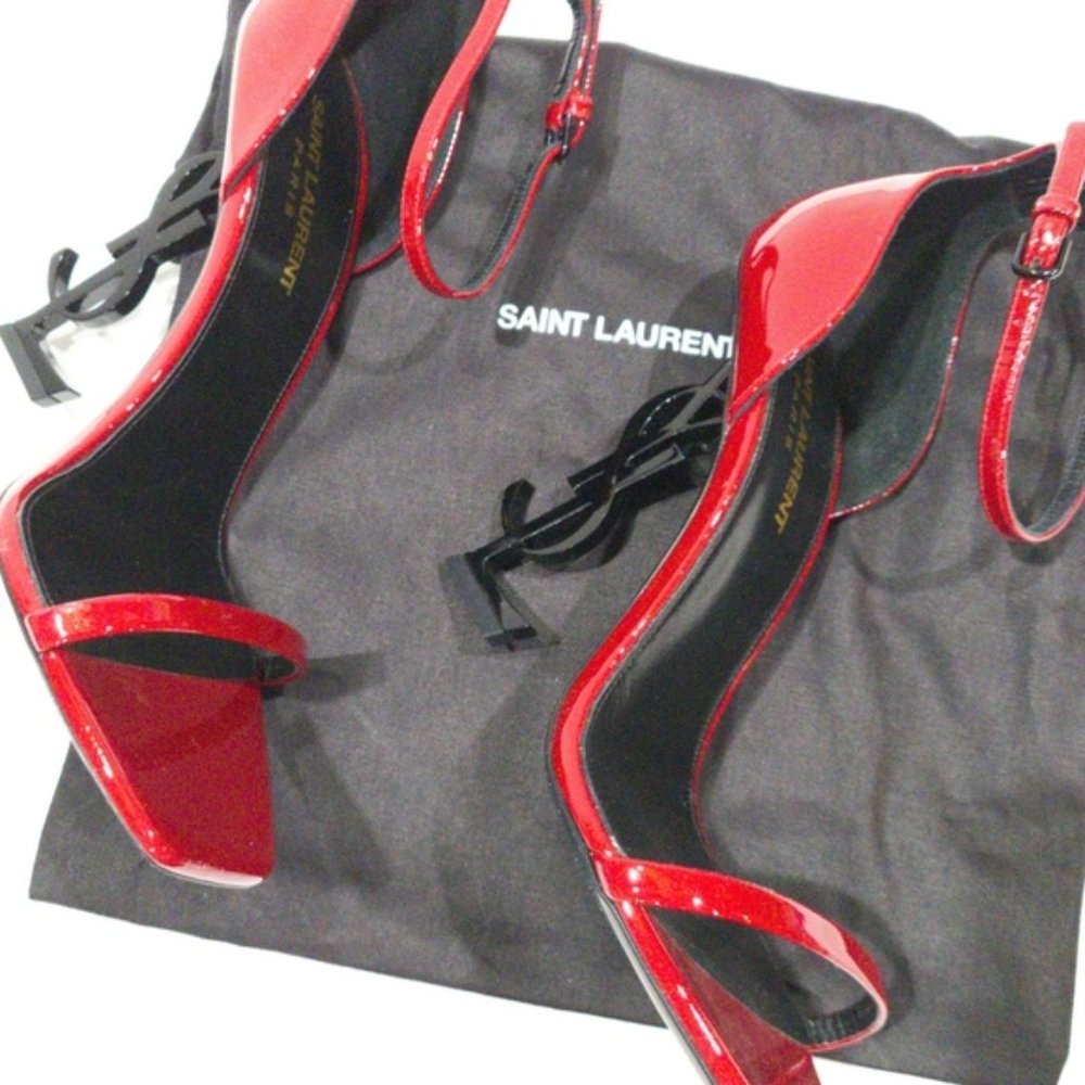 Saint Laurent Opyum YSL High Heel Sandals Red-8.5 - Picture 6 of 9
